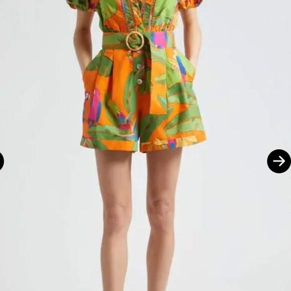 Farm Rio XS Vibrant Orange Floral Romper NWT - Picture 5 of 5